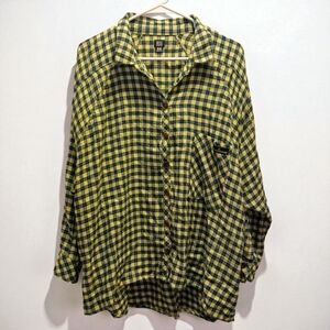 BDG Yellow And Blue Plaid Shirt